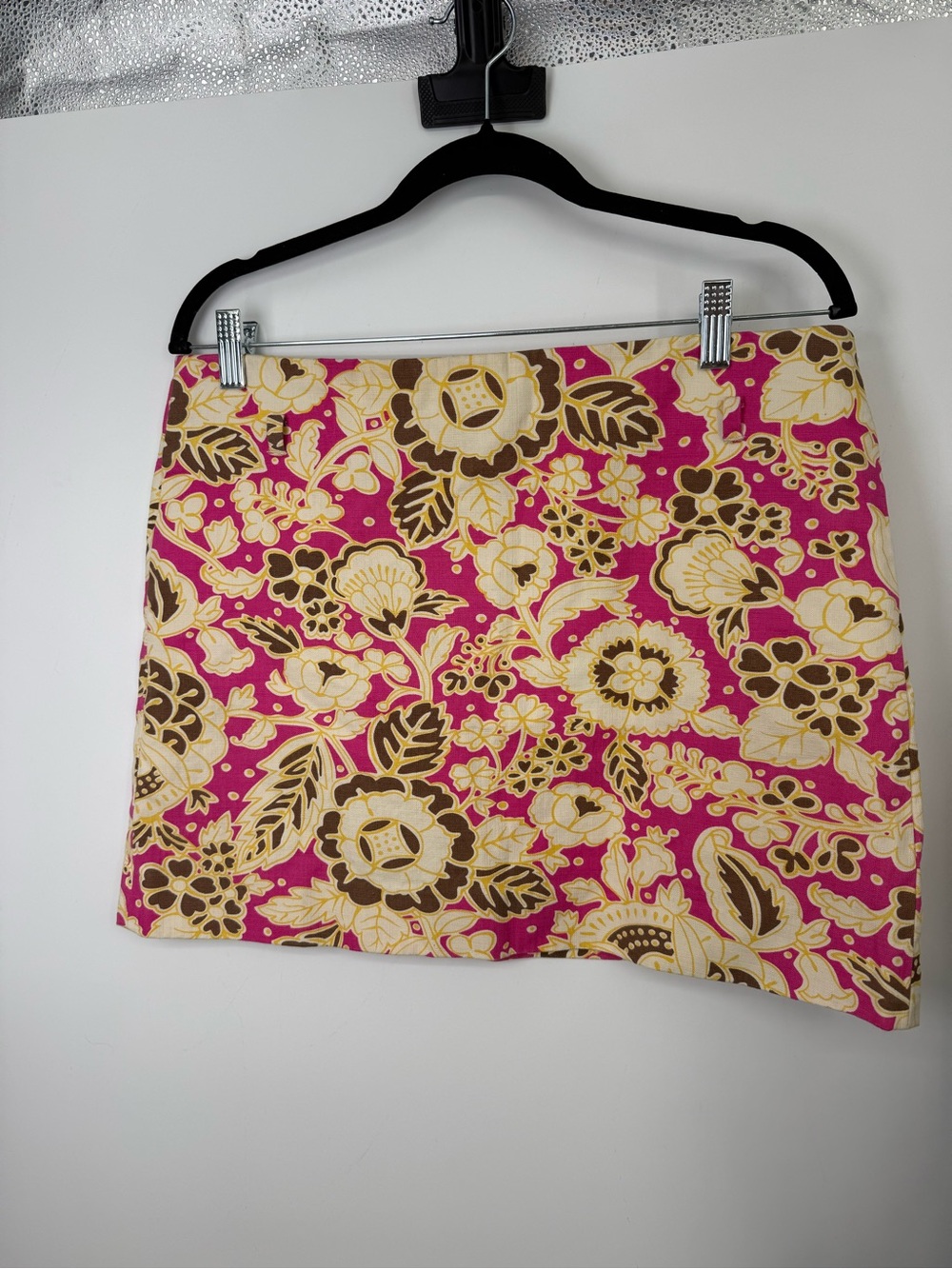J Crew 100% cotton Floral Print Mini Skirt in Pink and Cream size 10